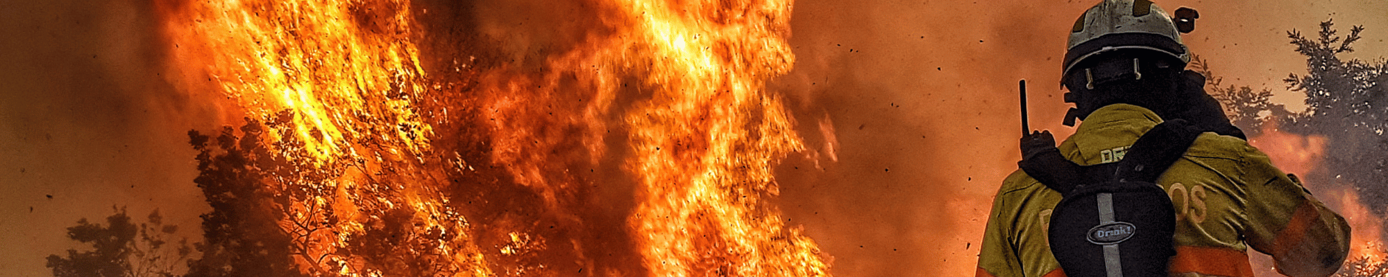 Firefighter with flames